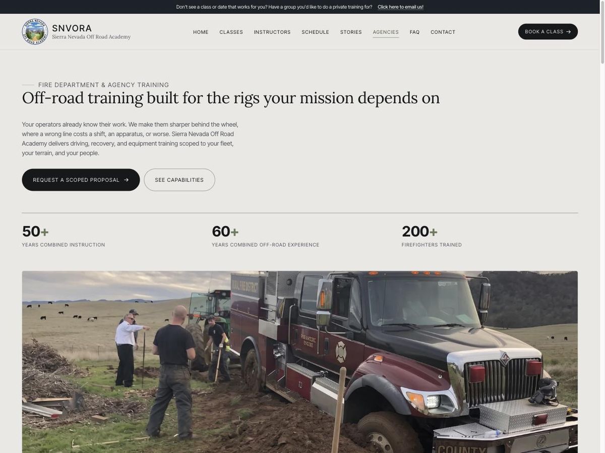 The agency landing page: fire-department and fleet training programs