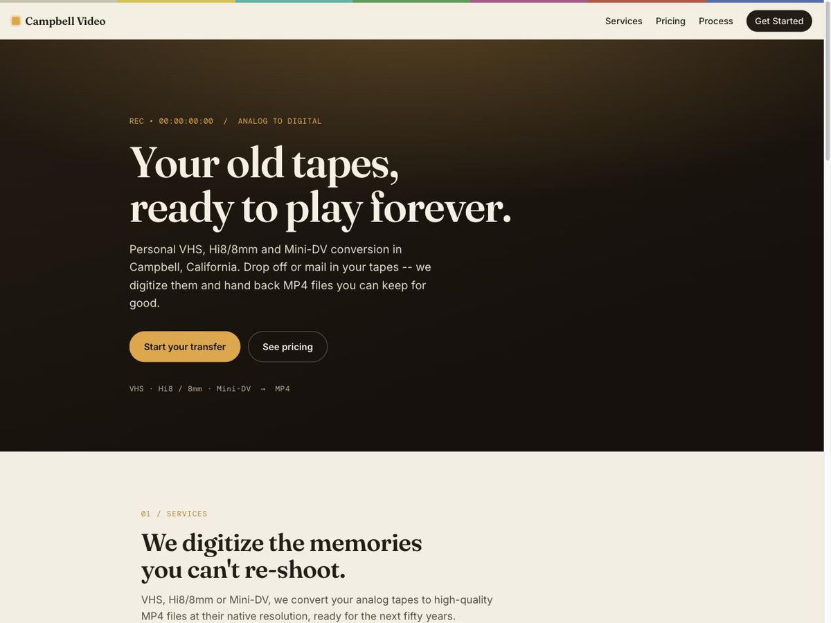 Campbell Video home page: tape digitization in Campbell, California
